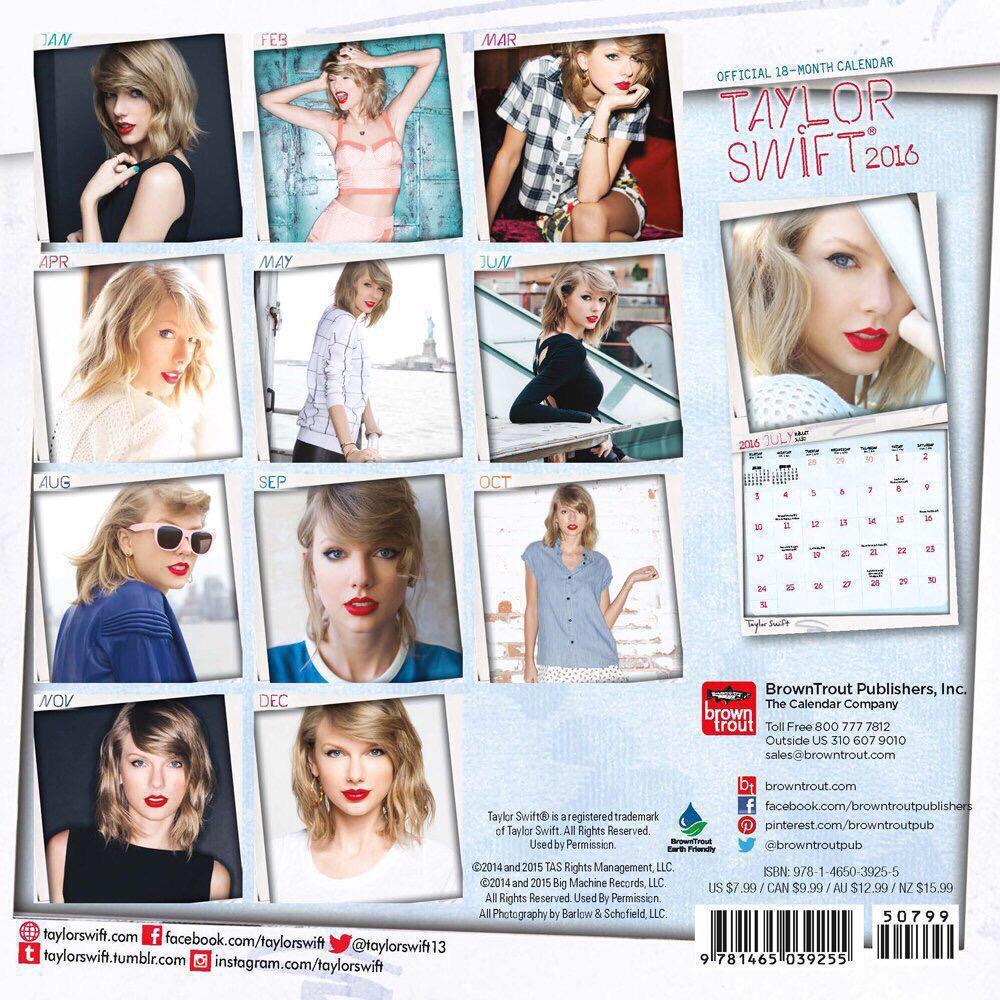 TSwiftLA's tweet image. Taylor&apos;s new 2016 calendars!