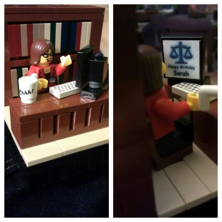 RedRightAnkle's tweet photo. My friends Josh and Heather made a Lego piece of me at work for my birthday (which is 7 minutes away now) :) http://t.co/I6t0lUN1dU