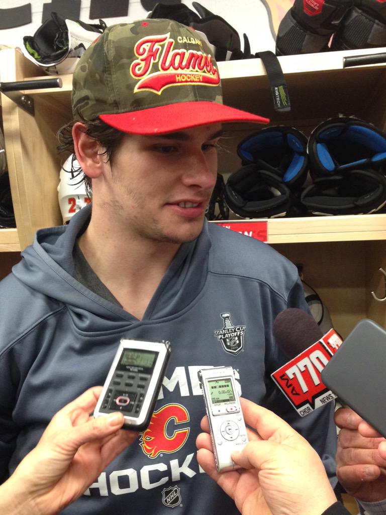 NHLFlames's tweet photo. "Can't describe it." - Sean Monahan when asked what the feeling was on the bench when Ragin' Stajan scored http://t.co/cRr2ouUkzh