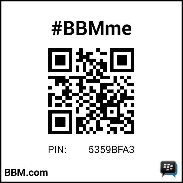 #BBMme PIN: 5359BFA3
pin.bbm.com/5359BFA3
