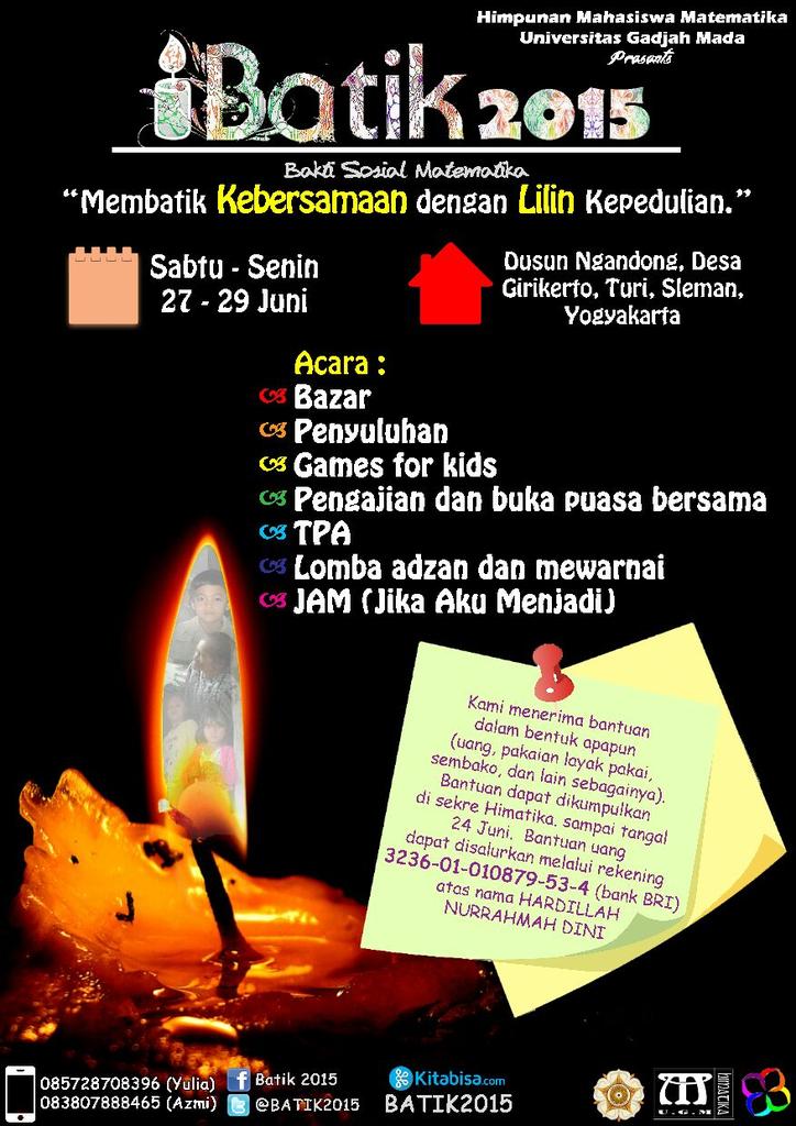 #jogja <a href="/BATIK2015/">BATIK2015</a>: 27-29/6/15 Batik2015 | membatik kbersamaan dgn lilin kpedulian di Dsn ngandong. Turi. sleman