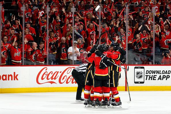 NHLPR's tweet photo. The @NHLFlames scored seven goals in a playoff game for the first time since May 11, 1995 (9-2 W at SJS). #VANvsCGY http://t.co/krmnGVshC1