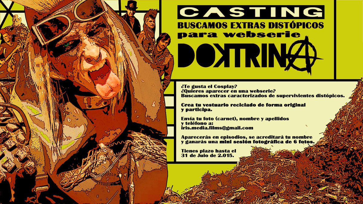 IrisMediaFilms's tweet photo. CASTING EXTRAS DISTÓPICOS http://t.co/g3skGLpDIK