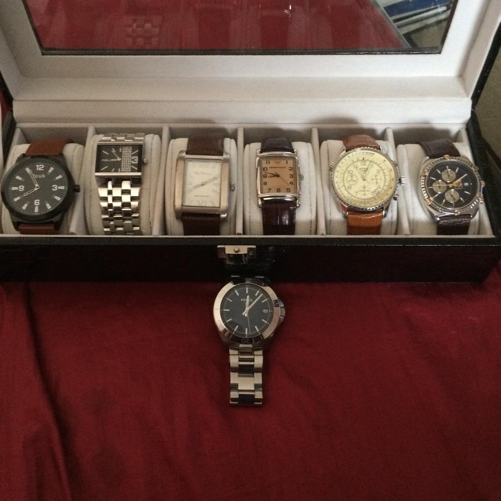 markwb_88's tweet photo. Just need a #rolex to go with my watch collection 👌🏼😏 #FCUK #Police #BenSherman #Rotary #Armani #AstonGerard #Fossill http://t.co/ZzpAdU9tmj