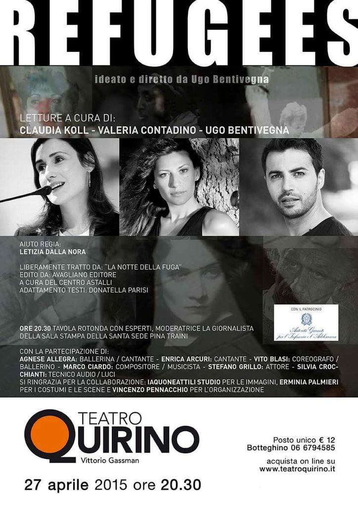 steve868686's tweet photo. Domani 27 aprile ore 20.30 teatro Quirino #refugees regia di Ugo Bentivegna http://t.co/9N9GnGCH2T