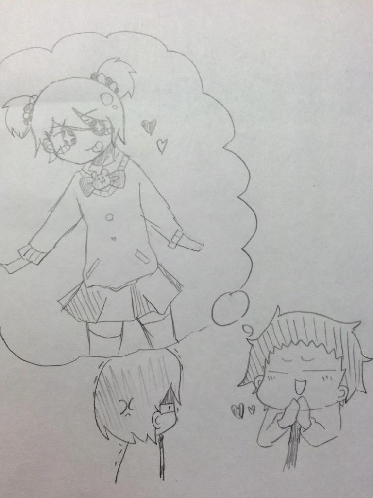 【創作】
鏡「魔法少女龍子ちゃんとか可愛いくね?絶対いいと思うんだよね下杉って全体的に小ちゃいし女の子みたいだしあっ、スカートなら大丈夫飛恋が用意してくれてるからあと…ベラベラ」
下(こいつ◯す…‼︎) 