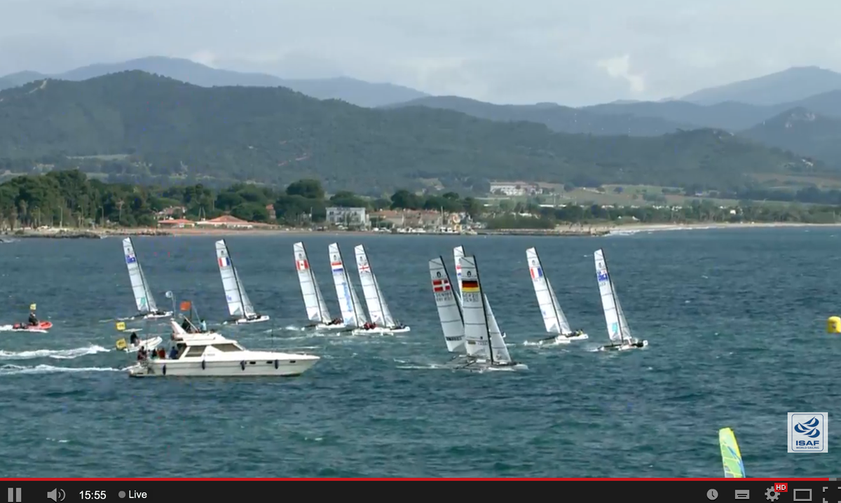 AusSailingTeam's tweet photo. They are off! follow #nacra15 #SailingWorldCup #LiveSailing 2 Aussie in mix #goaus #roadtorio https://t.co/Bhmbw0PDGS http://t.co/NQjvbVefpy