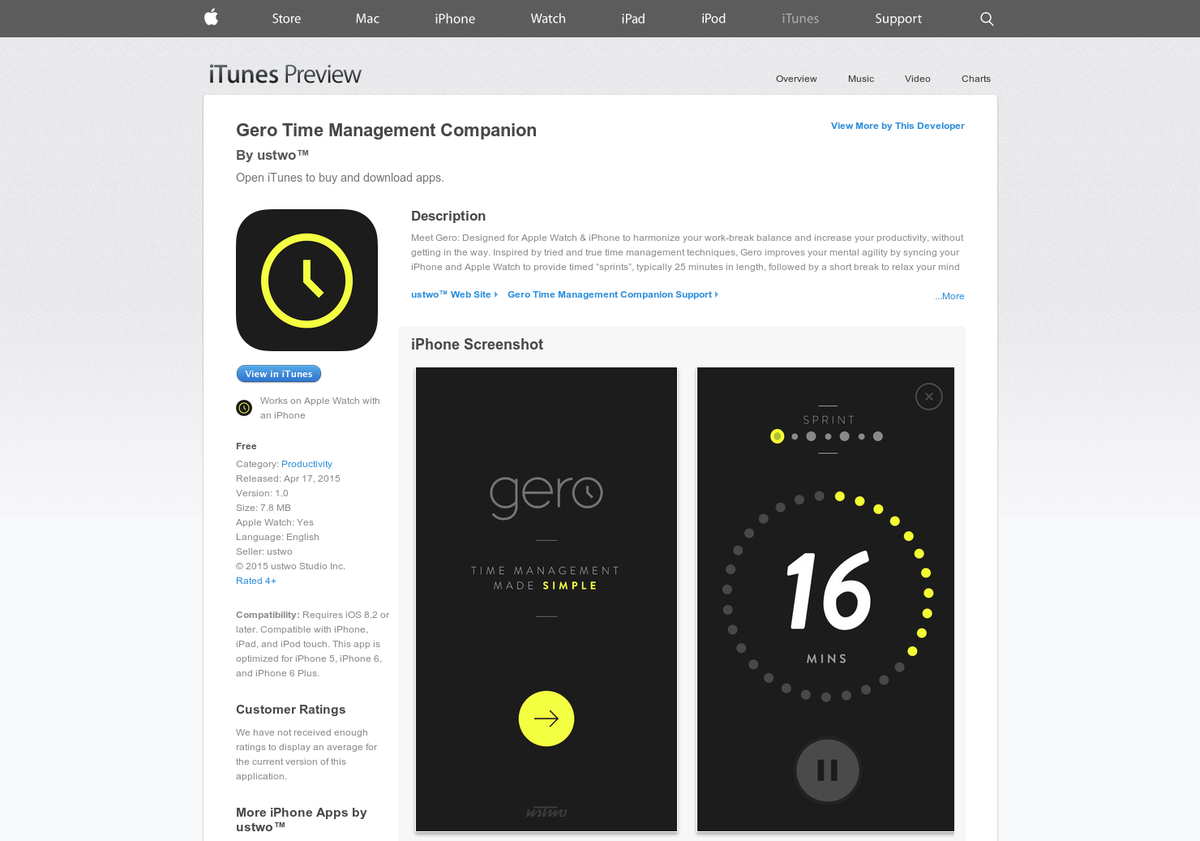 ProductHunt's tweet photo. Gero for Apple Watch: Pomodoro time management for your wrist http://t.co/ZrKb7kuUjT via @jkdncn on @producthunt http://t.co/D3LGSvtFpv