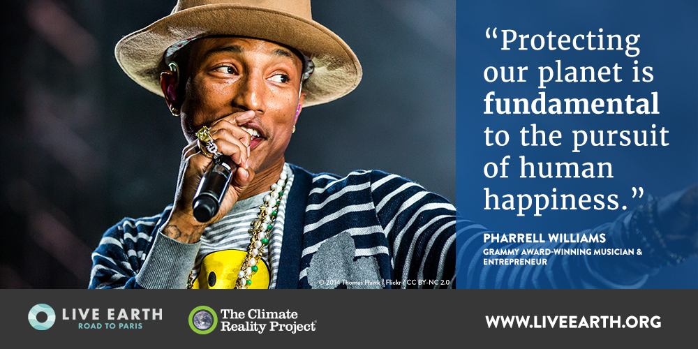 Let’s not wait &amp; just hope to get lucky. Let’s #ActOnClimate w/<a href="/Pharrell/">Pharrell Williams</a> now: liveearth.org #EarthDay2015