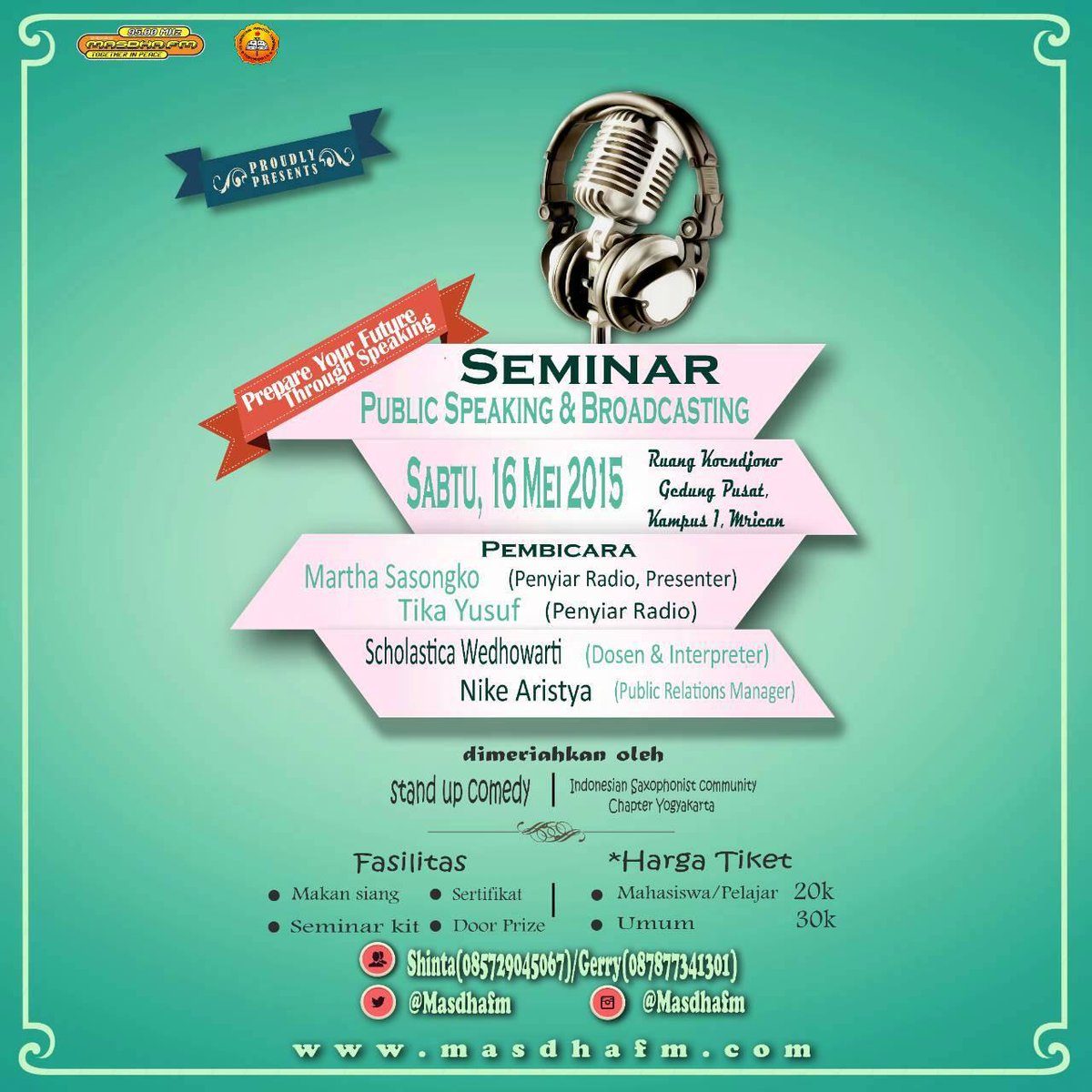 Seminar Public Speaking "Prepare Your Future Through Speaking" | 16 Mei 2015 | Ruang Koendjono <a href="/DPMF_FarmasiUSD/">DPMF Farmasi USD</a>