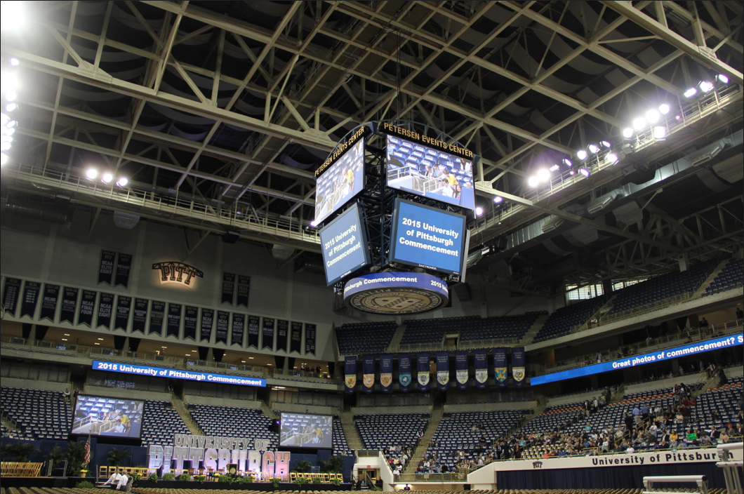 PittTweet's tweet photo. The Petersen Events Center fills with some of today’s 6,000 graduates and their families for #PittCommencement http://t.co/OvRKM6euSZ