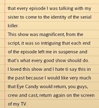 linda_jus's tweet photo. My notes to #BringBackEyeCandy #RenewEyeCandy #EyeCandySeason2 #SaveEyeCandy http://t.co/MCUIxVF4ys