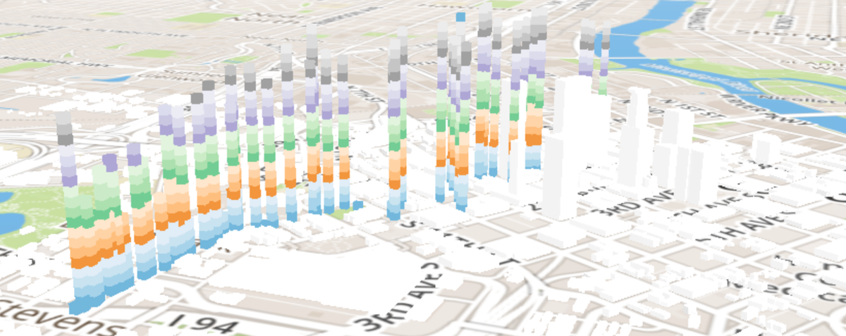 wifi networks mapped on the way to work. 1 per color, strength is height of that color. Not too interesting yet..