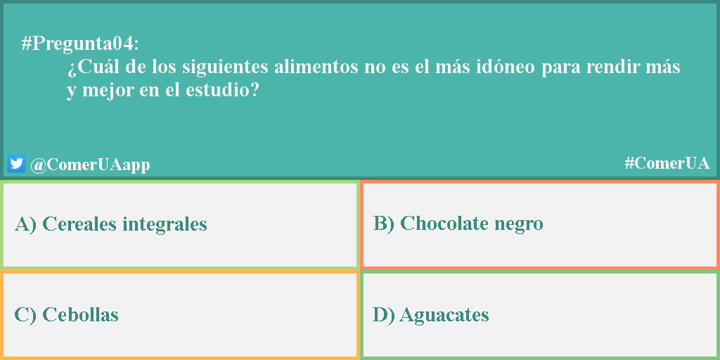 ComerUAapp's tweet photo. Qué tomais vosotros para los exámenes? #Pregunta04 del #quiz! Añade nuestro #ComerUA para votarnos! http://t.co/mWh1f1k15k