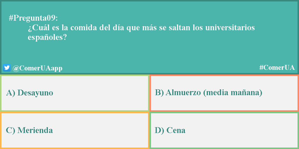 ComerUAapp's tweet photo. Aún queda tiempo para que nos ayudéis con nuestro hashtag #ComerUA!Compártelo! Participa en el #quiz con #Pregunta08! http://t.co/fxZFMBdLRE