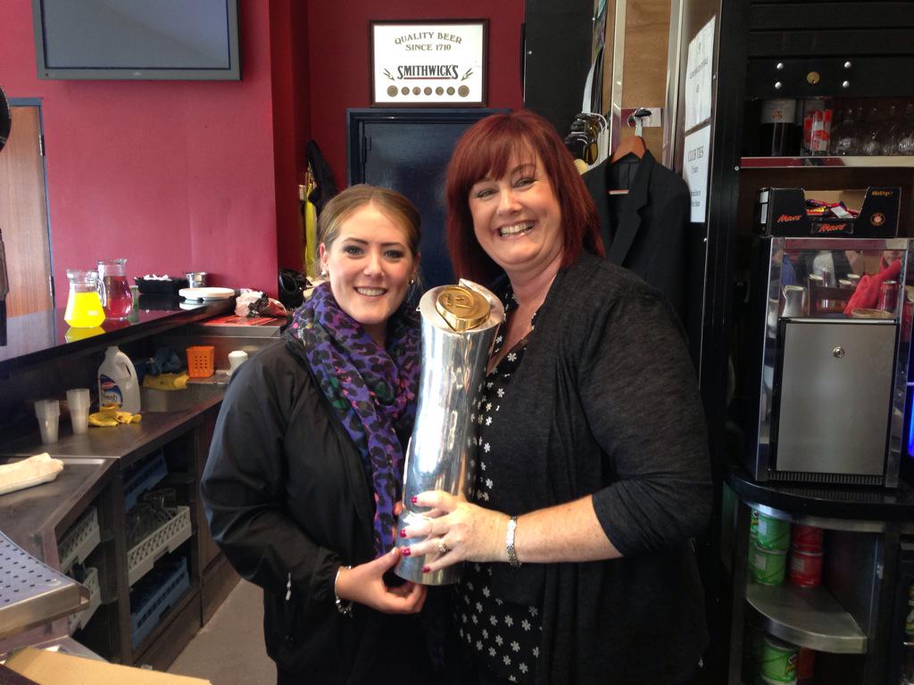 coolminerugby's tweet photo. Our lovely bar ladies minding @leinsterrugby #Pro12 trophy #cool35 http://t.co/5rqeXy7ahe