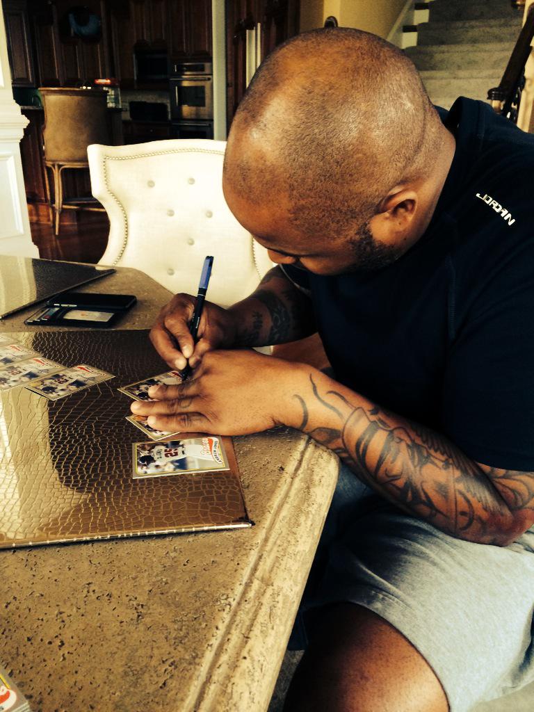 Happy Birthday to client and great guy - Andruw Jones - here signing cards for 1st time in 5 years for 