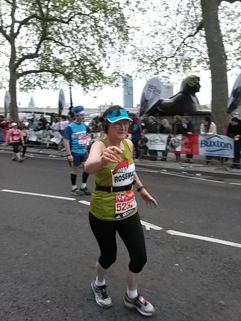 hlnm84's tweet photo. Rosemary just stopped for a quick jelly baby at the @CAFOD spot. Looking remarkably cool and fresh! #LondonMarathon http://t.co/ZRfy0L9KEt