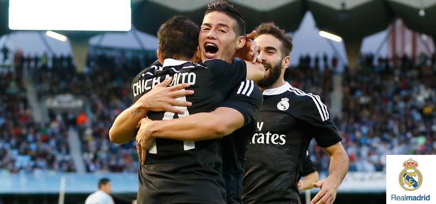 realmadrid's tweet photo. FINAL: Celta 2-4 Real Madrid (Kroos 15'; Chicharito 24' y 69'; James Rodríguez 43' / Nolito 9'; Santi Mina 28'). http://t.co/SoSFEZriLw