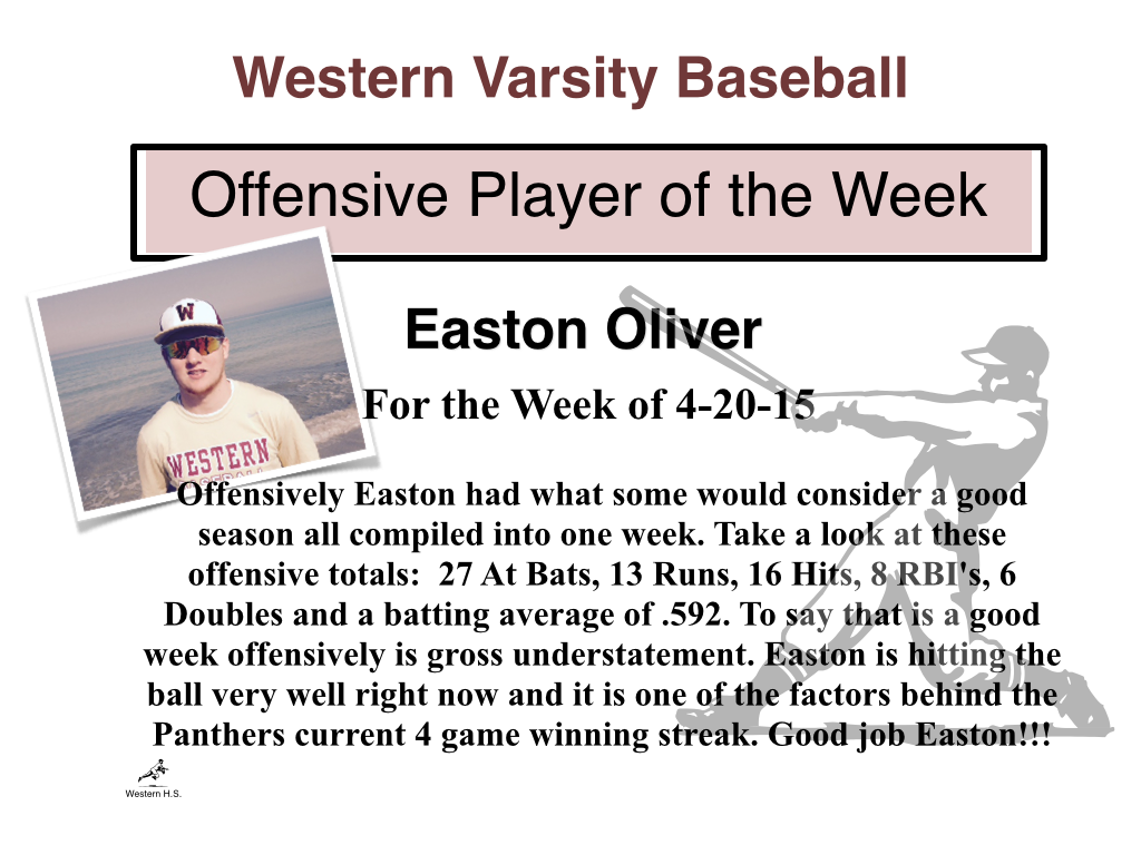 western_ball's tweet photo. Congrats to this weeks Offensive and Defensive Players of the Week, @EOliver1717 @KikTommy Good Job! #westernbaseball http://t.co/pyf3IOc6x6