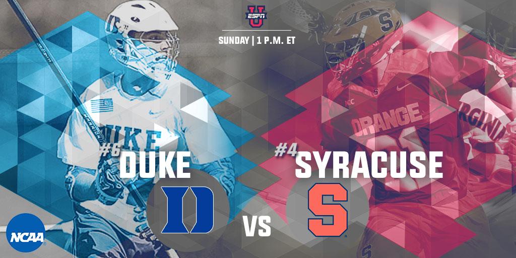 NCAALAX's tweet photo. The ACC Championship Game is live on @ESPNU now! #ncaaLAX http://t.co/T7KZtthHAg