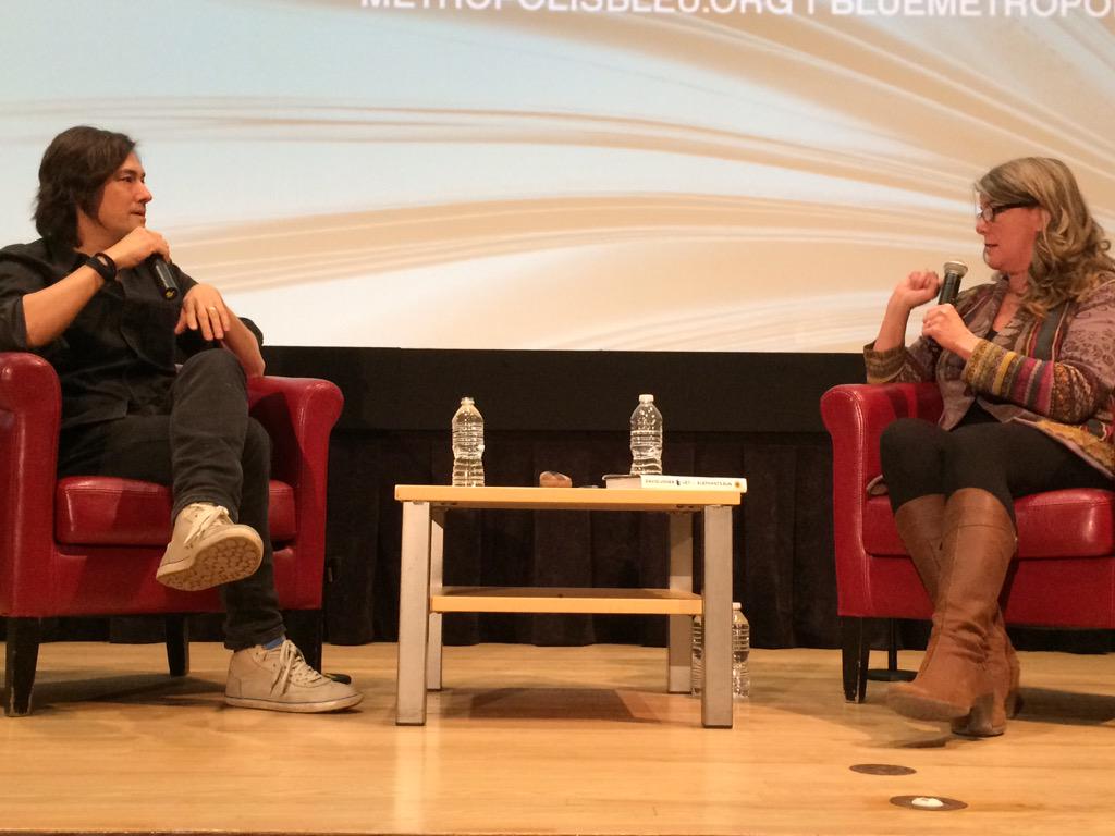 CBCMontreal's tweet photo. Our very own Sue Smith @mtlgal is interviewing @davidusher for @Metropolisbleu #bluemet2015 today at @Concordia http://t.co/rsmeZOwkR9