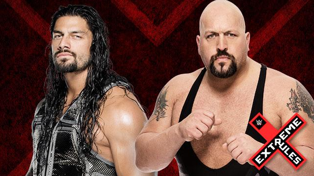 WWE's tweet photo. Who will be the #LastManStanding TONIGHT at #ExtremeRules: @WWERomanReigns or @WWETheBigShow? http://t.co/jDQzPJ4qSS http://t.co/kJBccbPCns