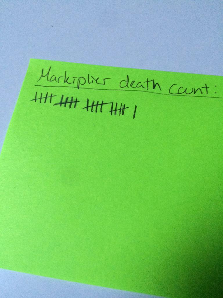 brentvaffel's tweet photo. wanted to let you know im keeping up on ur deaths @markiplier #markiplier http://t.co/nI1XpigMnZ