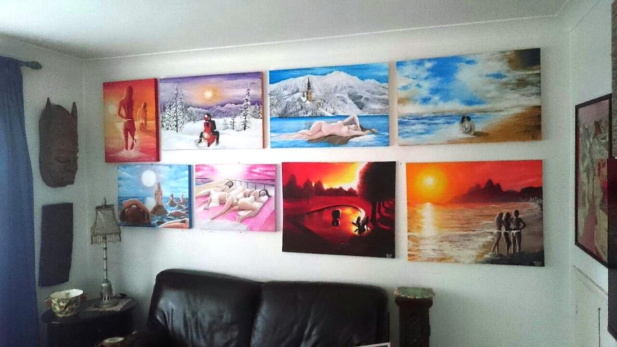bbklondon's tweet photo. One of my walls. With my paintings. http://t.co/vpm9UCtYj7