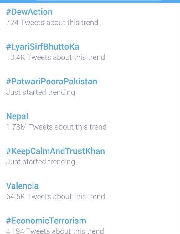 LalaLoyalist's tweet photo. Successfully trended #DewAction in #Lahore. *Pats myself on the back* http://t.co/zLTavSNpkh