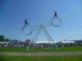 Don't miss Vander Bros Double Wheel Death on Carnival Day - an exciting feat of human endeavour!