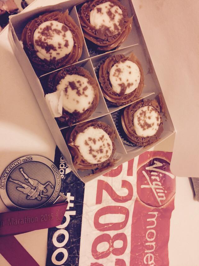 PatrickJMonahan's tweet photo. 26mile run @LondonMarathon done in 4 hours &amp; 9mins, &amp; I'm about to smash these bad boys! Thanks to @sharonc1959 HugsX http://t.co/BcUbfmPyfM