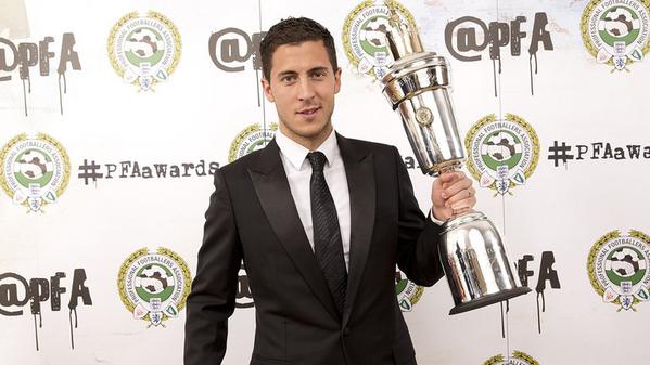 ChelseaEleven's tweet photo. Eden Hazard PFA Player of the Year http://t.co/2E3qskpo8a