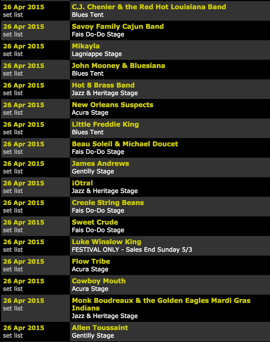 NOJazzFestLive's tweet photo. Congrats to everyone on making it through first weekend of #jazzfest2015! 17 acts were recorded today. Check 'em out! http://t.co/bSlIXT07YJ