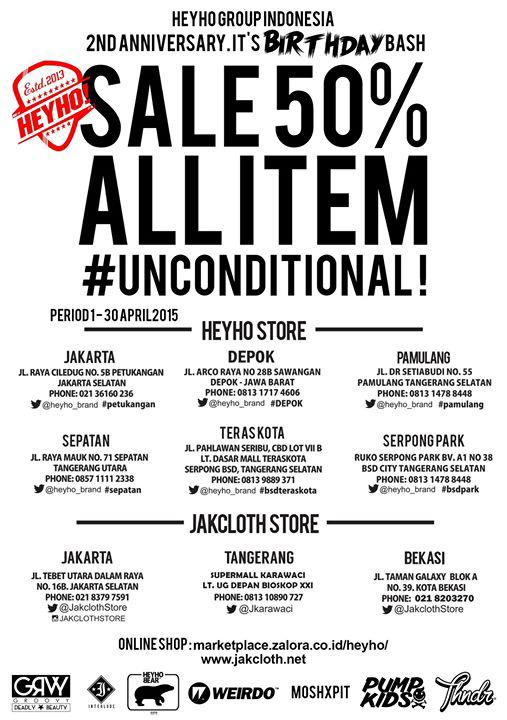 Heyho_Official's tweet photo. 3 Hari lagi Sale Birthday Bash 50% All Item di toko2 berikut http://t.co/pghMhUJni4