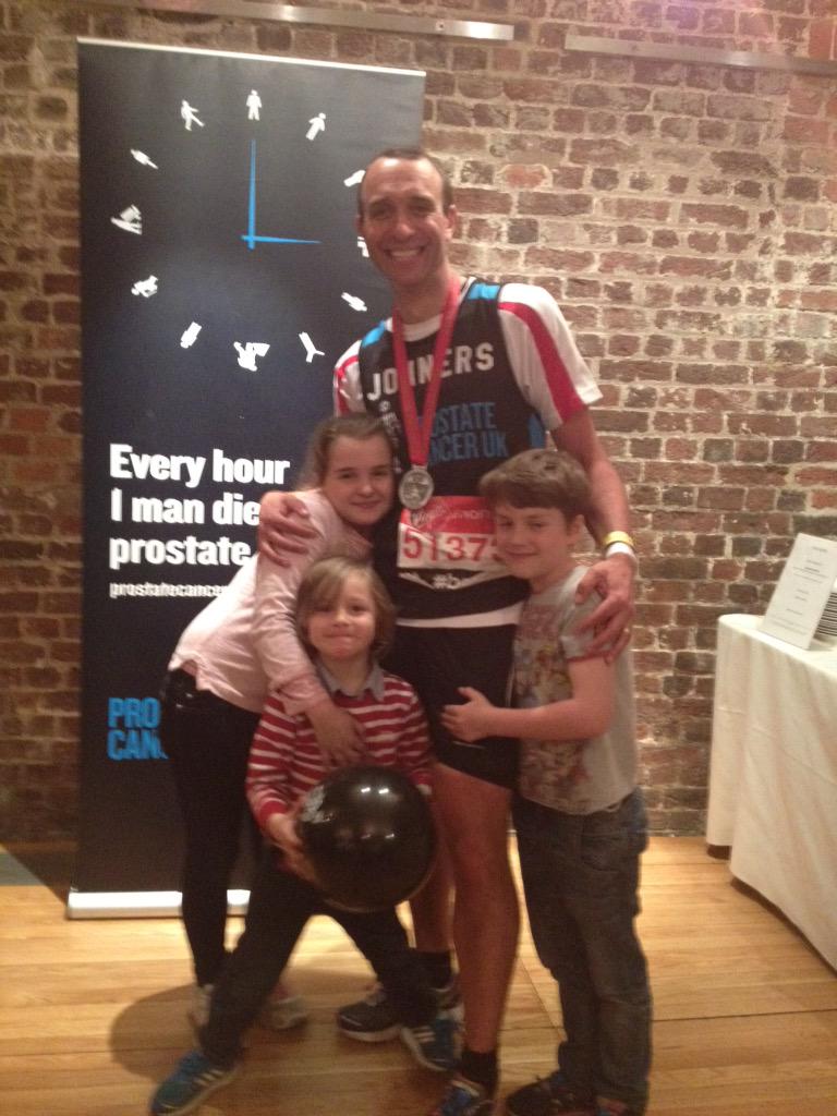 bravvers's tweet photo. Amazing day @londonmarathon running for @ProstateUK . Needed the massage and pasta at the after party! http://t.co/B22e4SPumK