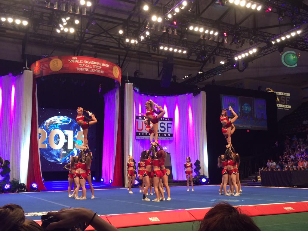 InsideCheer's tweet photo. Iowa Lady Angels looking graceful! #Worlds2015 #InsideNation http://t.co/X47yytppKr
