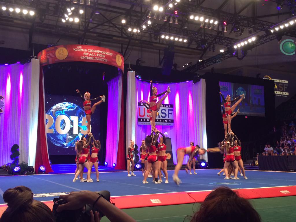 InsideCheer's tweet photo. Iowa Lady Angels looking graceful! #Worlds2015 #InsideNation http://t.co/X47yytppKr