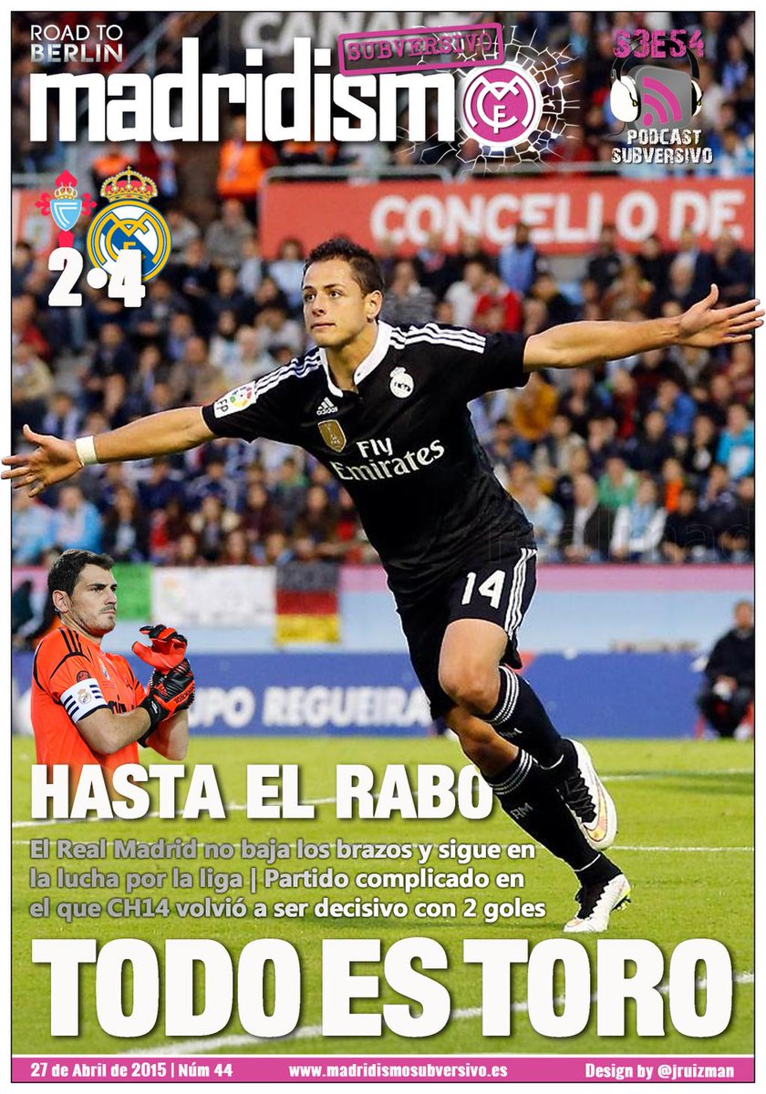 BBC_HALA_MADRID's tweet photo. Y para no variar @jruizman nos deleita con otro gran portadon para @madsubver tras la difícil victoria ante el Celta http://t.co/Xxyhp0alqC