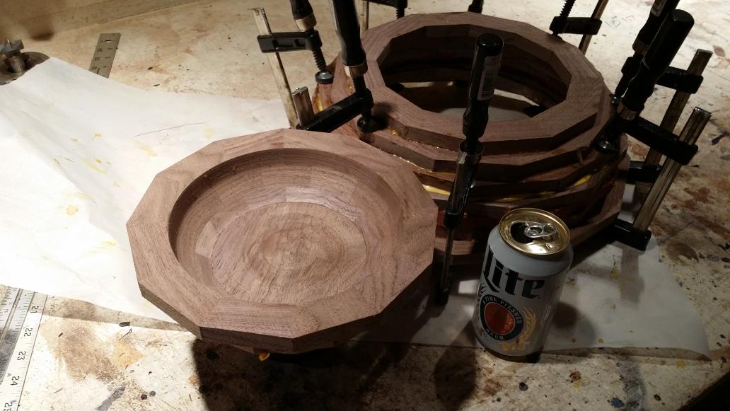 markspens's tweet photo. Turned the inside of the bottom of the #WalnutBowl before glue up to make it easier later. Now for the last glue up. http://t.co/OAc2Dmkdgx