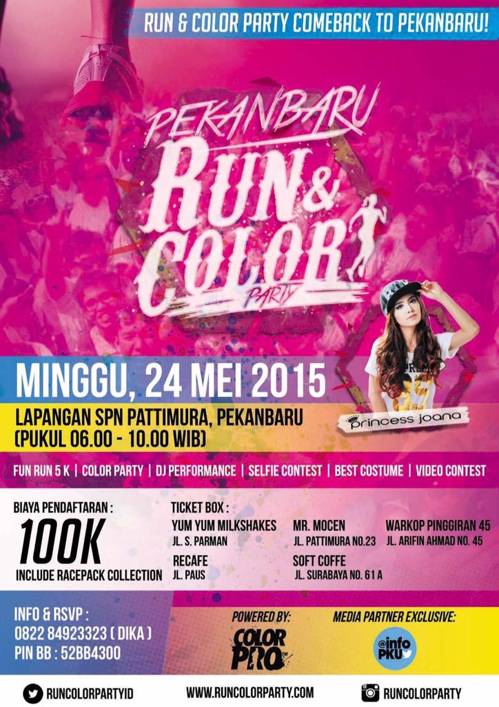 RunColorPartyID's tweet photo. PEKANBARU - Msh Ingat Moment Ini? Ayo Lanj​u​tkan Keseruannya di #PkuRunColorParty Minggu,24.05.15 Lap.SPN w/ @PJoana http://t.co/1TYdfS8Wlt