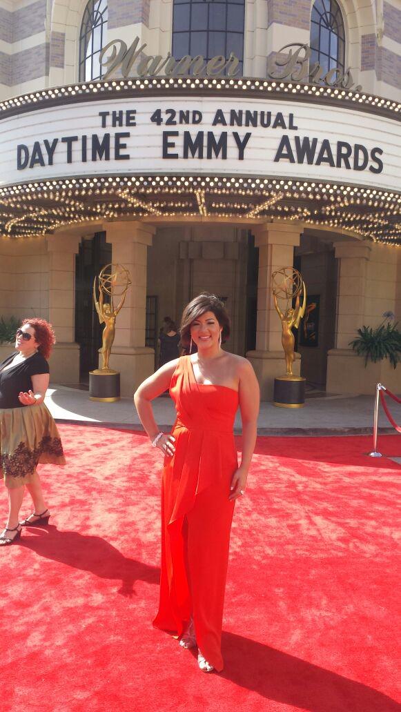 Tessanne's tweet photo. Guess where I'm at ??? Excited for the #DaytimeEmmys! Tonight @ 8et/5pt LIVE on @PopTV #GotMyRedDressOnTheRedCarpet http://t.co/2z2wLd8PQV