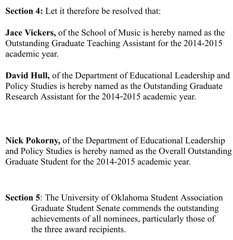 OU_GradSenate's tweet photo. Congratulations to our Outstanding Graduate Students. #OUGSS #Trophies 🏆 http://t.co/SRBQ5J6foX