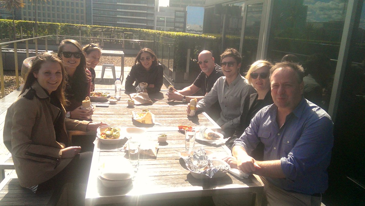 Designworking's tweet image. #Sydney team enjoying Burritos on the terrace to welcome our new Designworker. Welcome Jono!