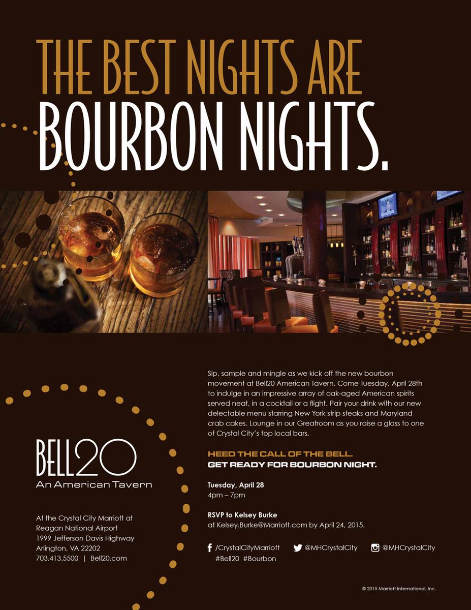 NationalLanding's tweet photo. Sip &amp; sample bourbon + new menu at @MHCrystalCity #Bell20 on April 28th! #Bourbon http://t.co/X2BtDfkYku  #SparkTaste http://t.co/fAsZeoyo1R