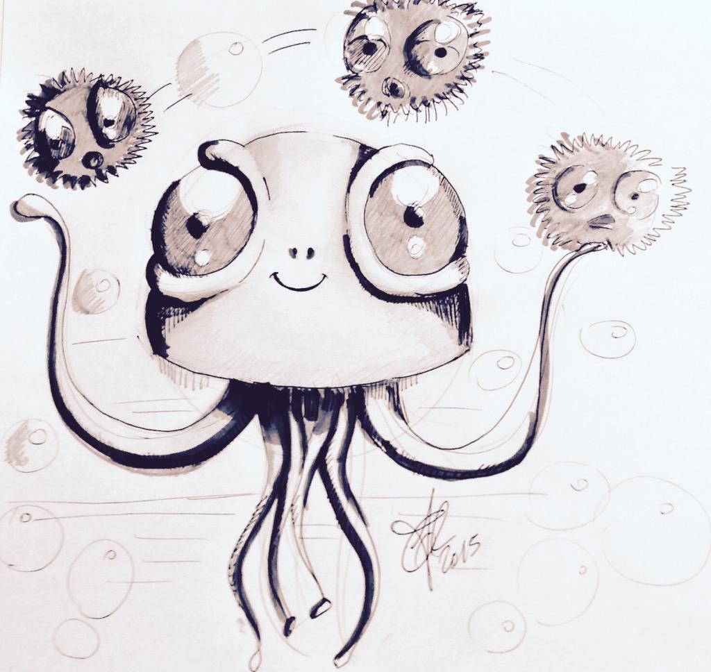 star_refly's tweet photo. @Daily__Doodle My #JugglingJellyfish is here 😉 http://t.co/cQQ6puzmha