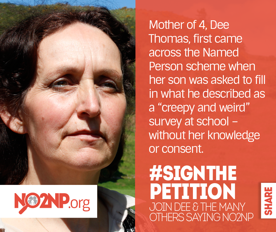 NO2NPcampaign's tweet photo. SIGN THE PETITION: Join Dee + many others in Scotland saying no to the Named Person #NO2NP http://t.co/yaZ2hT7qsl RT http://t.co/JJ0V4Mop8D