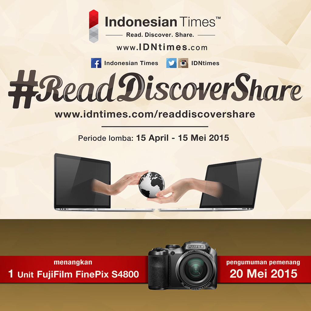 infokuis's tweet photo. Dr @idntimes: Mau Kamera Fujifilm FinePix S4800? Yuk ikutan kontes Facebook Indonesian Times #ReadDiscoverShare! http://t.co/sgswslZ9eU"