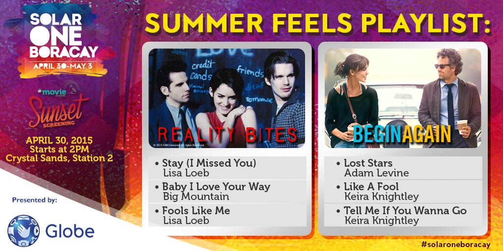 MyMovieCh's tweet photo. Here's the "feels" playlist c/o #solaroneboracay's Sunset Screening on April 30 at Crystal Sands! #LetsTakeOverSummer http://t.co/94LKNOuNO6