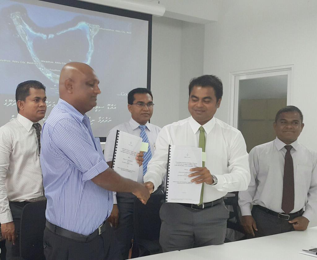 Contract signed 2day 2 design Sewerage Systems in Addu City Feydhoo, Maradhoo Feydhoo, Maradhoo, Huludhoo &amp; Meedhoo.